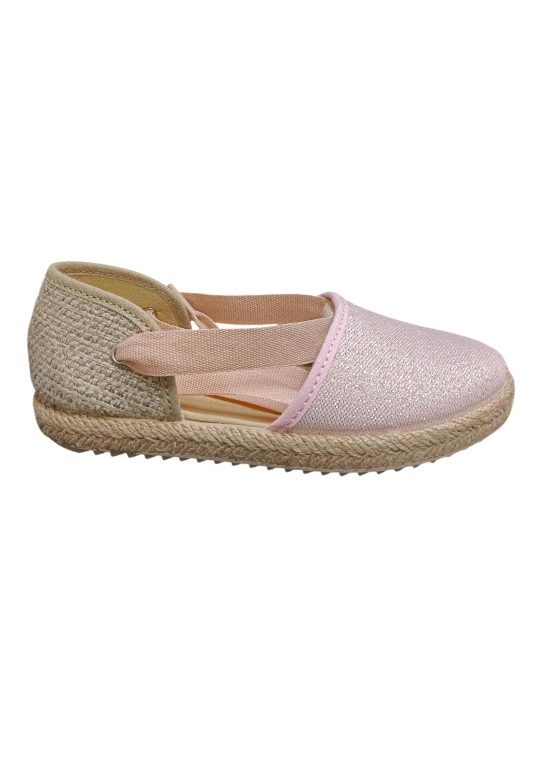 Espadrillas bambina Vul-Ladi Carla cipria beige tela laccio summer style - 6