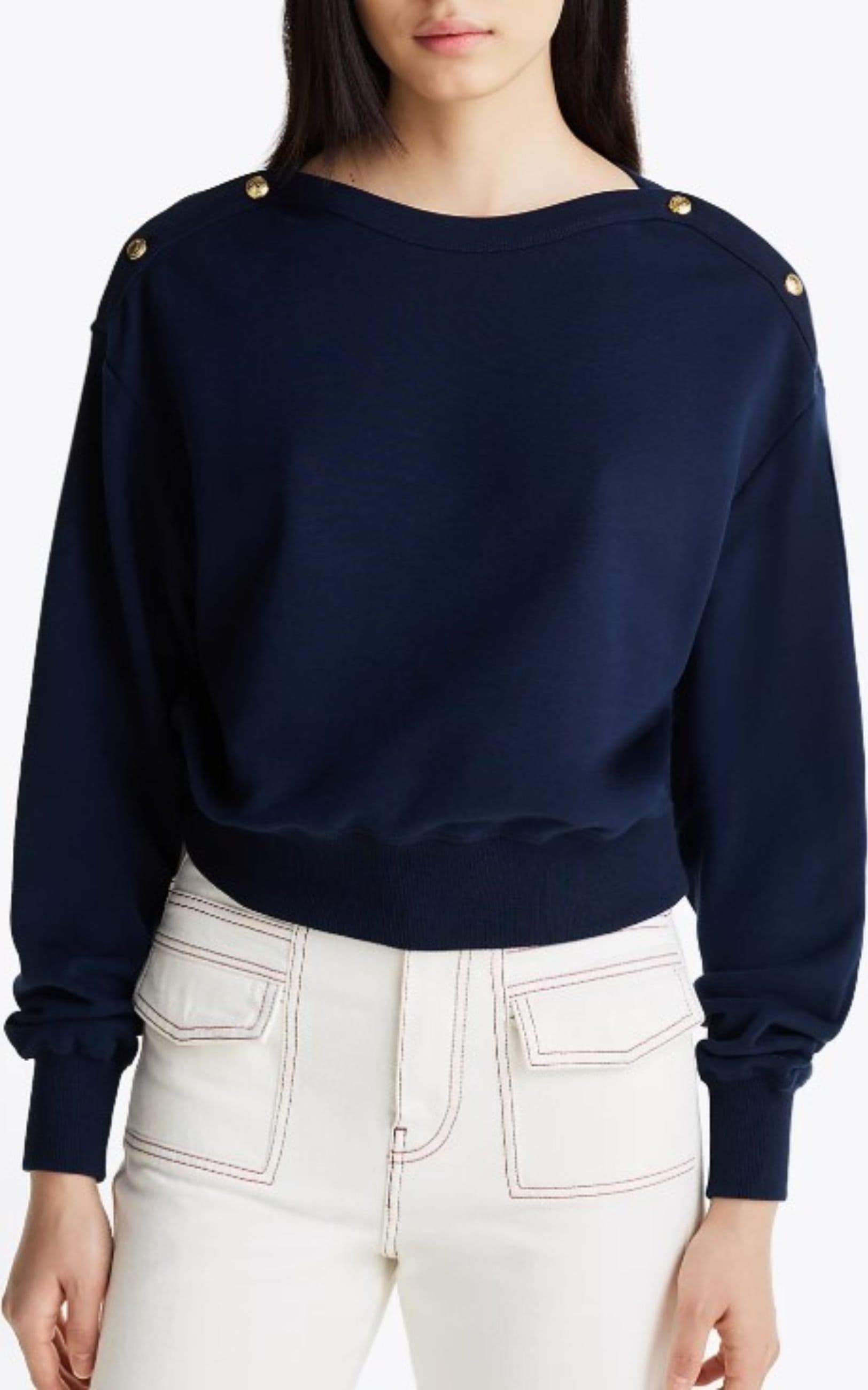 Tommy Hilfiger FELPA GOLD BTN BOAT-NK SWTSHIRT da donna in Felpe senza cappuccio Drestige - Casamassima, commercioVirtuoso.it