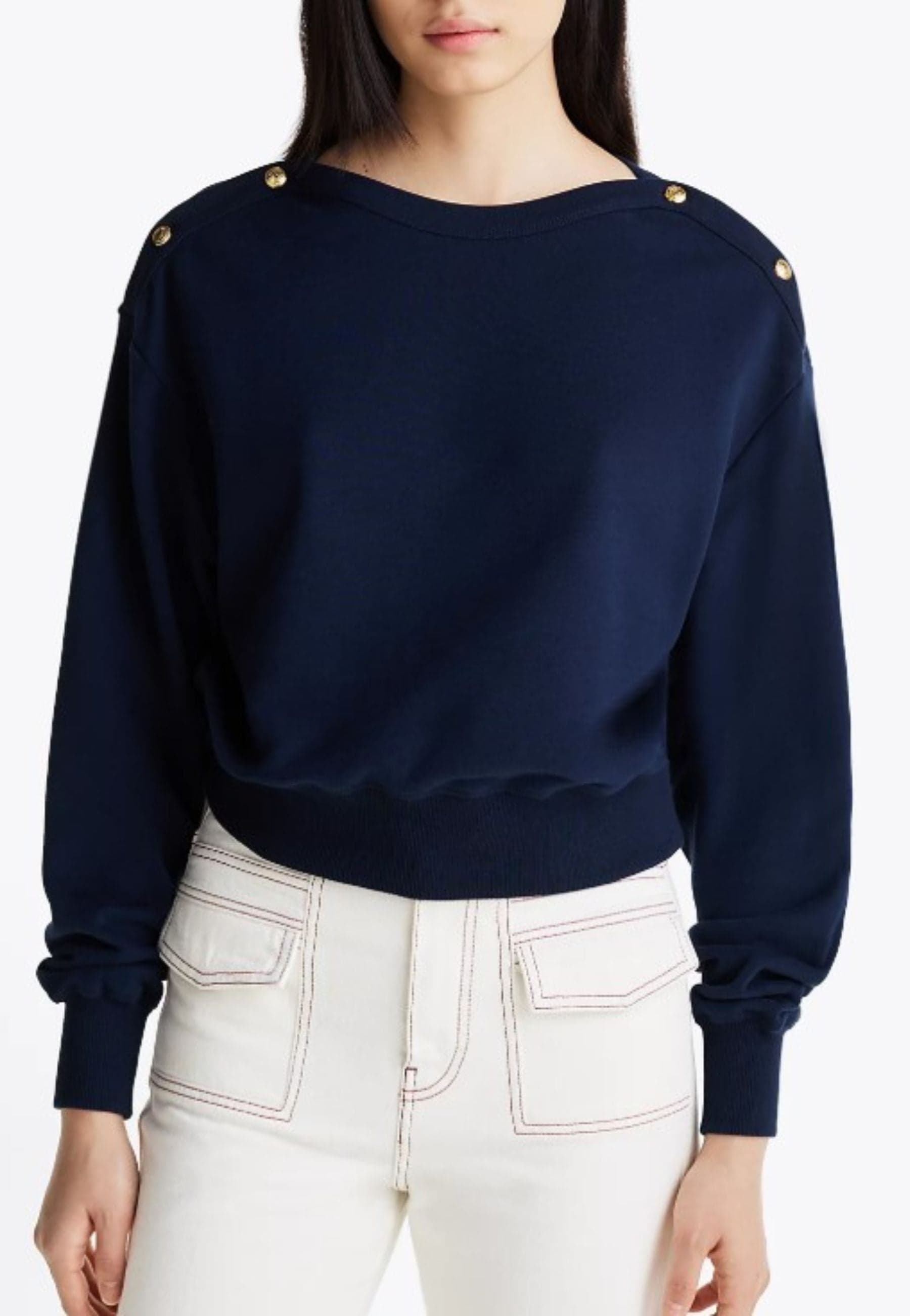 Tommy Hilfiger FELPA GOLD BTN BOAT-NK SWTSHIRT da donna in Felpe senza cappuccio Drestige - Casamassima, commercioVirtuoso.it