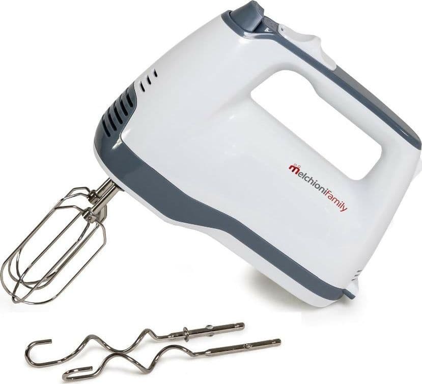Melchioni family | sbattitore elettrico melchioni montero new, con 5 velocità e 2 fruste e 2 ganci per mescolare e impastare, 250w