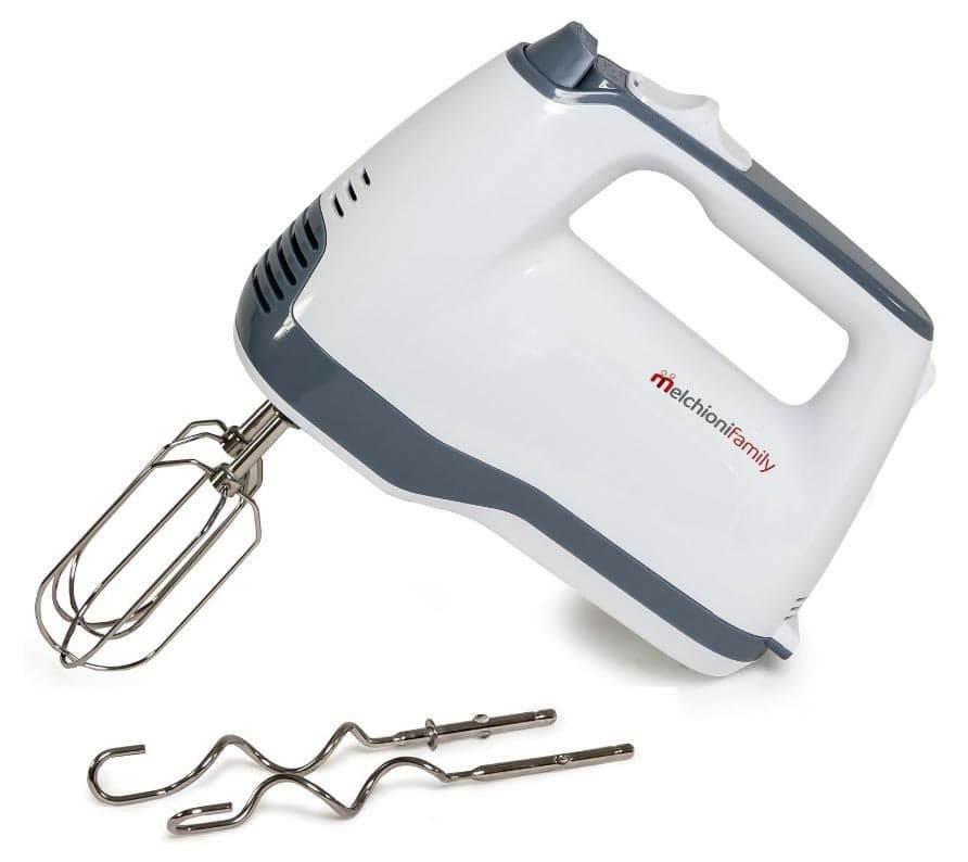 Melchioni family | sbattitore elettrico melchioni montero new, con 5 velocità e 2 fruste e 2 ganci per mescolare e impastare, 250w