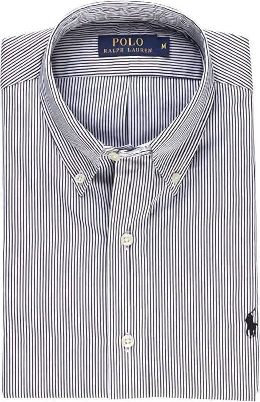 Camicia Ralph Lauren Uomo a righe Black/White Colletto Button Down con Maniche lunghe e Logo Ricamato in Camicie casual Euforia - Bronte, commercioVirtuoso.it