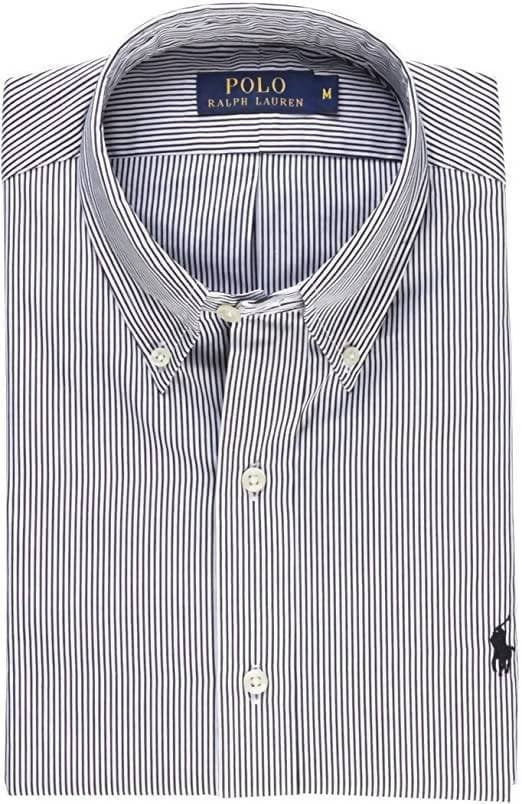 Camicia Ralph Lauren Uomo a righe Black/White Colletto Button Down con Maniche lunghe e Logo Ricamato in Camicie casual Euforia - Bronte, commercioVirtuoso.it