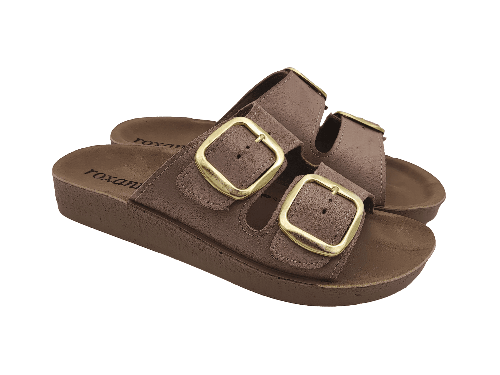 Roxanna Linea Aurea Bellissime Ciabatte Donna Estive Doppia Cinghia Sandali Estivi in Eco-Pelle per Casa, Mare, Passeggio