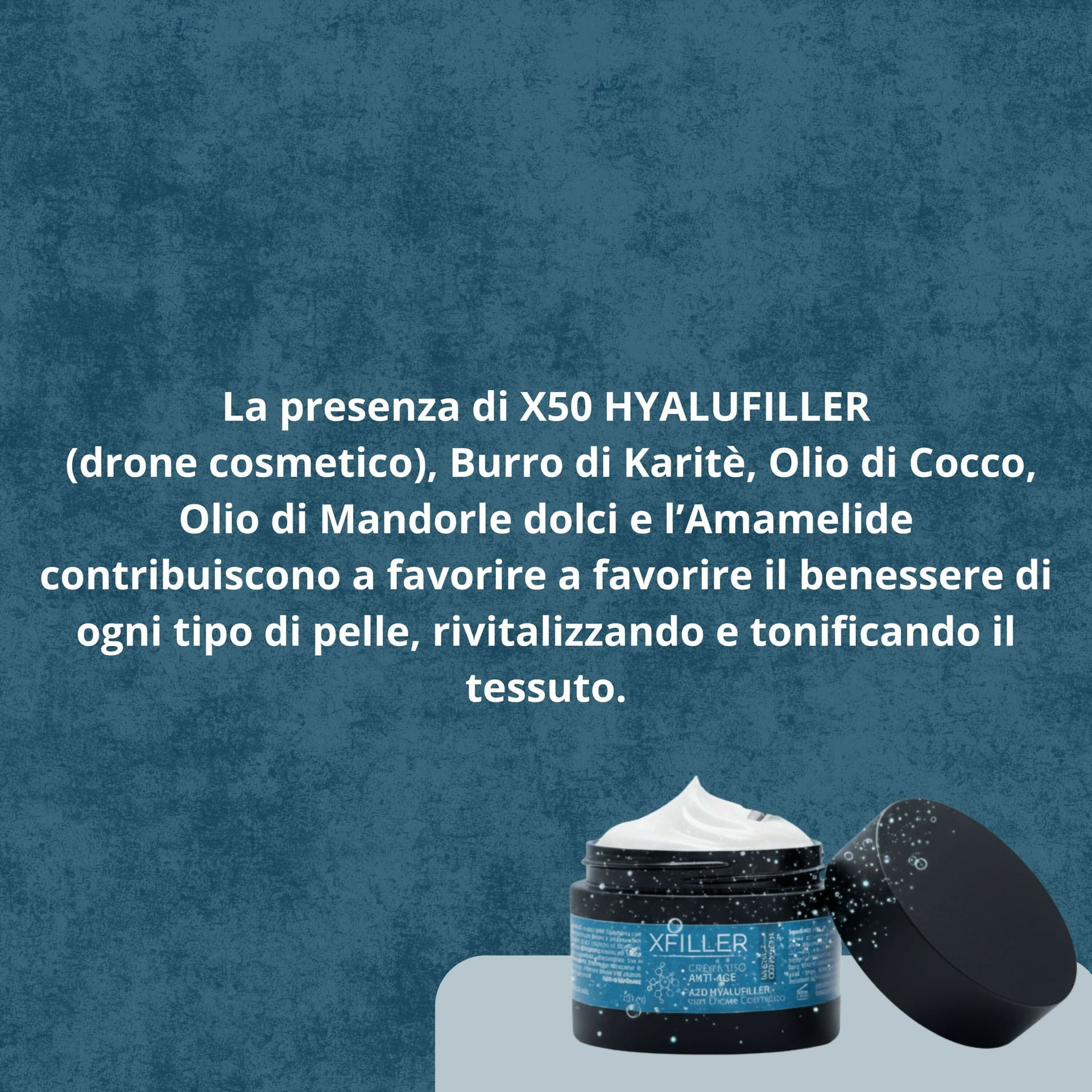 Xfiller - crema antirughe 100% naturale con x50 hyalufiller con drone cosmetico, arricchita con olio di mandorle dolci, burro di karitité, amamelide e olio di cocco pelle più giovane e luminosa 50ml in Trattamenti anti acne e anti macchie BasketGuru Italia - Palermo, commercioVirtuoso.it