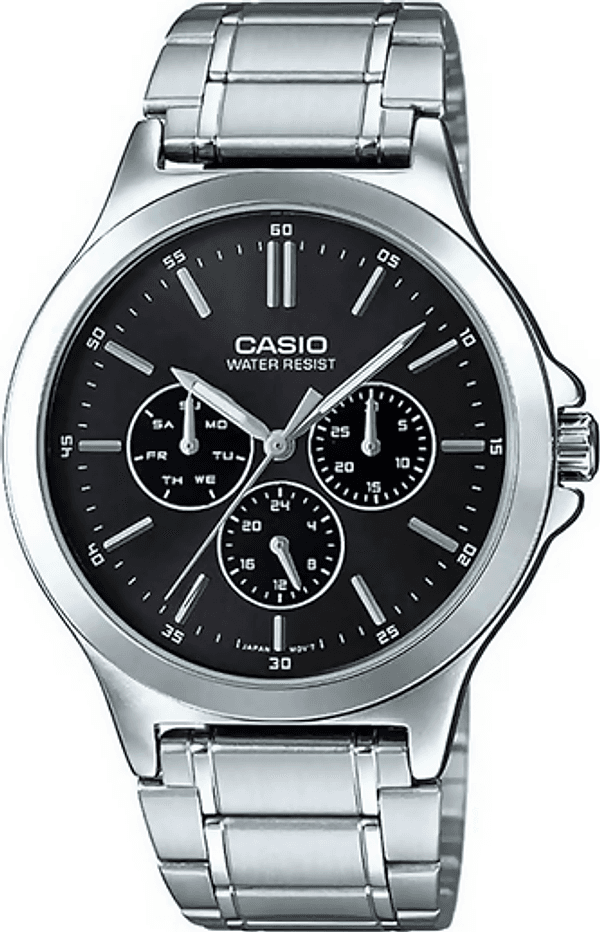 Orologio casio da uomo, MTP-V300D-1A, quadrante cronografo con sfondo nero, movimento al quarzo impermeabile