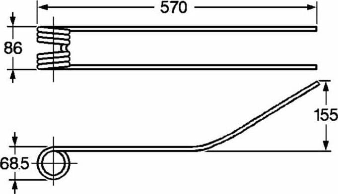 Dente giroandanatore adattabile Claas 9554830 e Cimac 40GSSRT73 filo 9 confezione da 6 pezzi