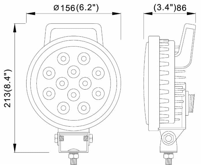Faro da lavoro a 12 LED rotondo Ø 156mm a lungo raggio 36W IP67 in Fari supplementari GardenStore - Novellara, commercioVirtuoso.it