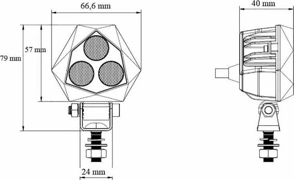 Faro Lavoro 3 LED Triangolare 9W IP67 in Blocchi luci antinebbia GardenStore - Novellara, commercioVirtuoso.it