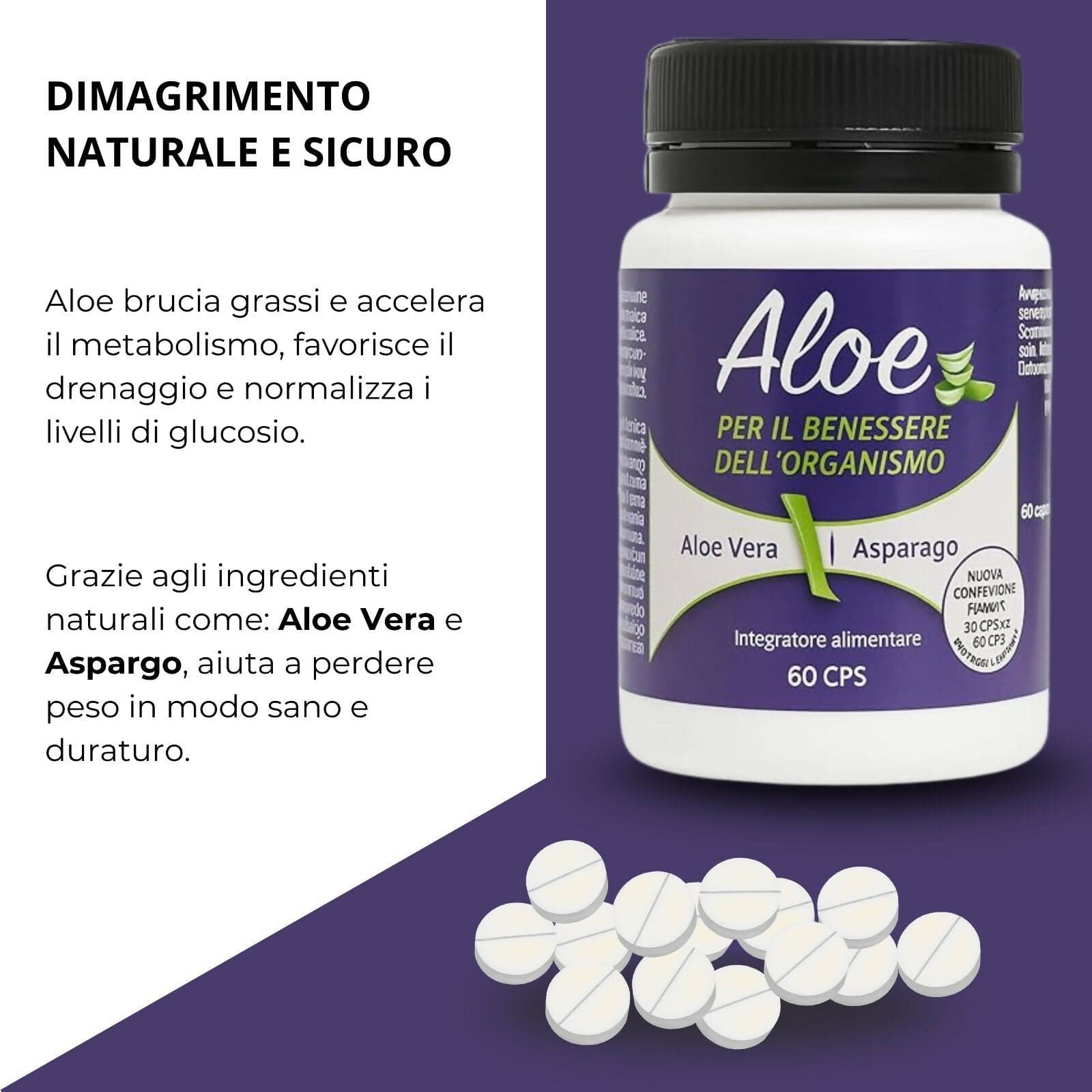 Aloe Brucia Grassi Integratore Per Dimagrire Alimentare Dimagrante Forte 60 Compresse Dimagrante Integratore Naturale in Bruciatori di grasso BasketGuru Italia - Palermo, commercioVirtuoso.it