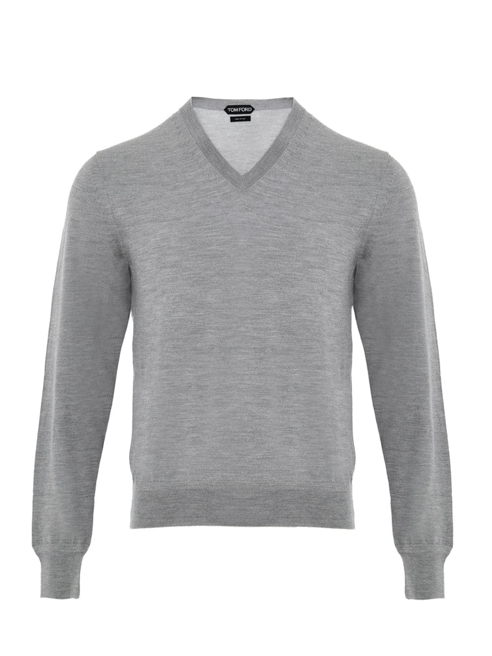 Tom Ford Maglia Grigia con Scollo a V in Cashmere e Seta