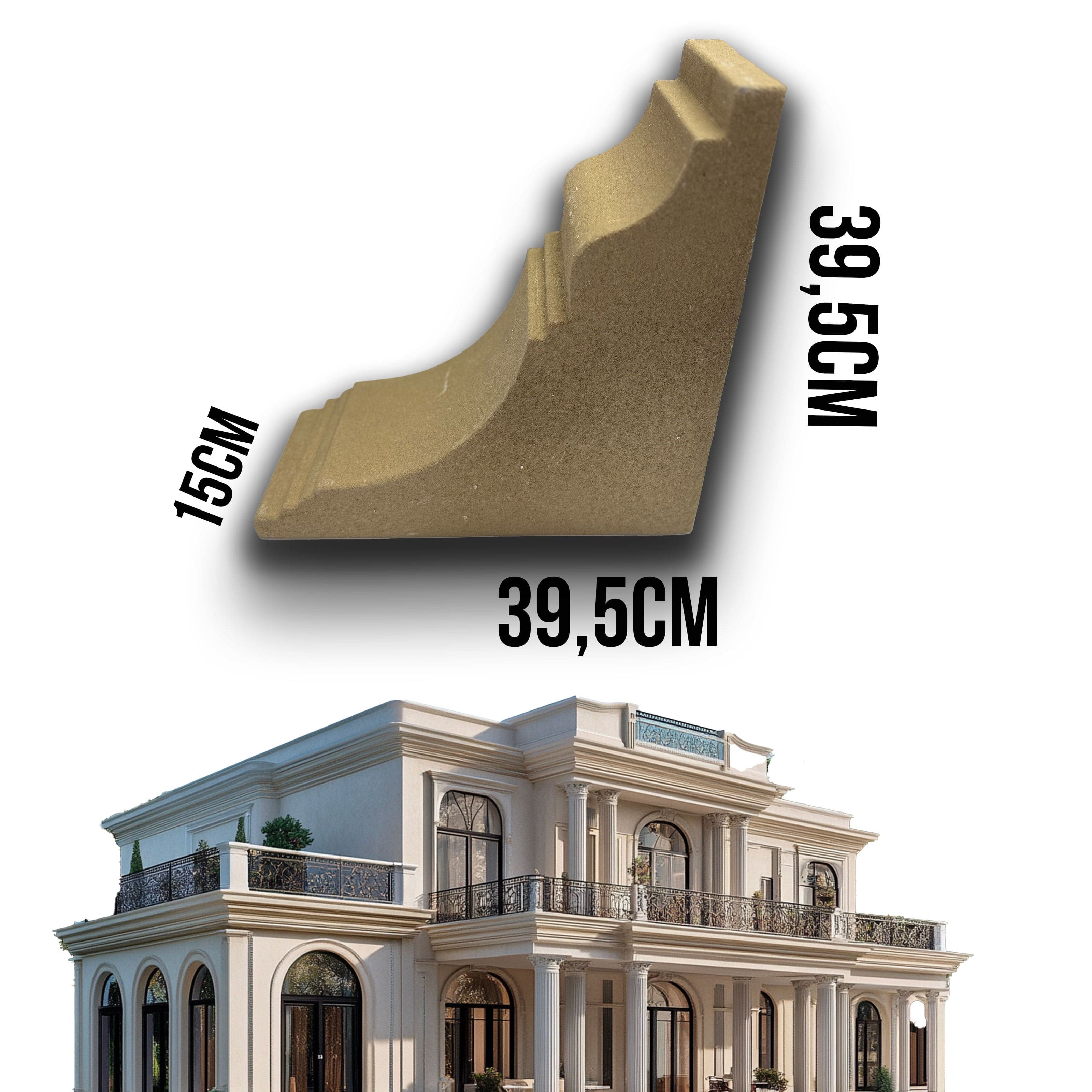 €23,99pz *** STOCK *** Fregio capitello cimasa per esterno in xps resinati 39,5x39,5x15cm PD024