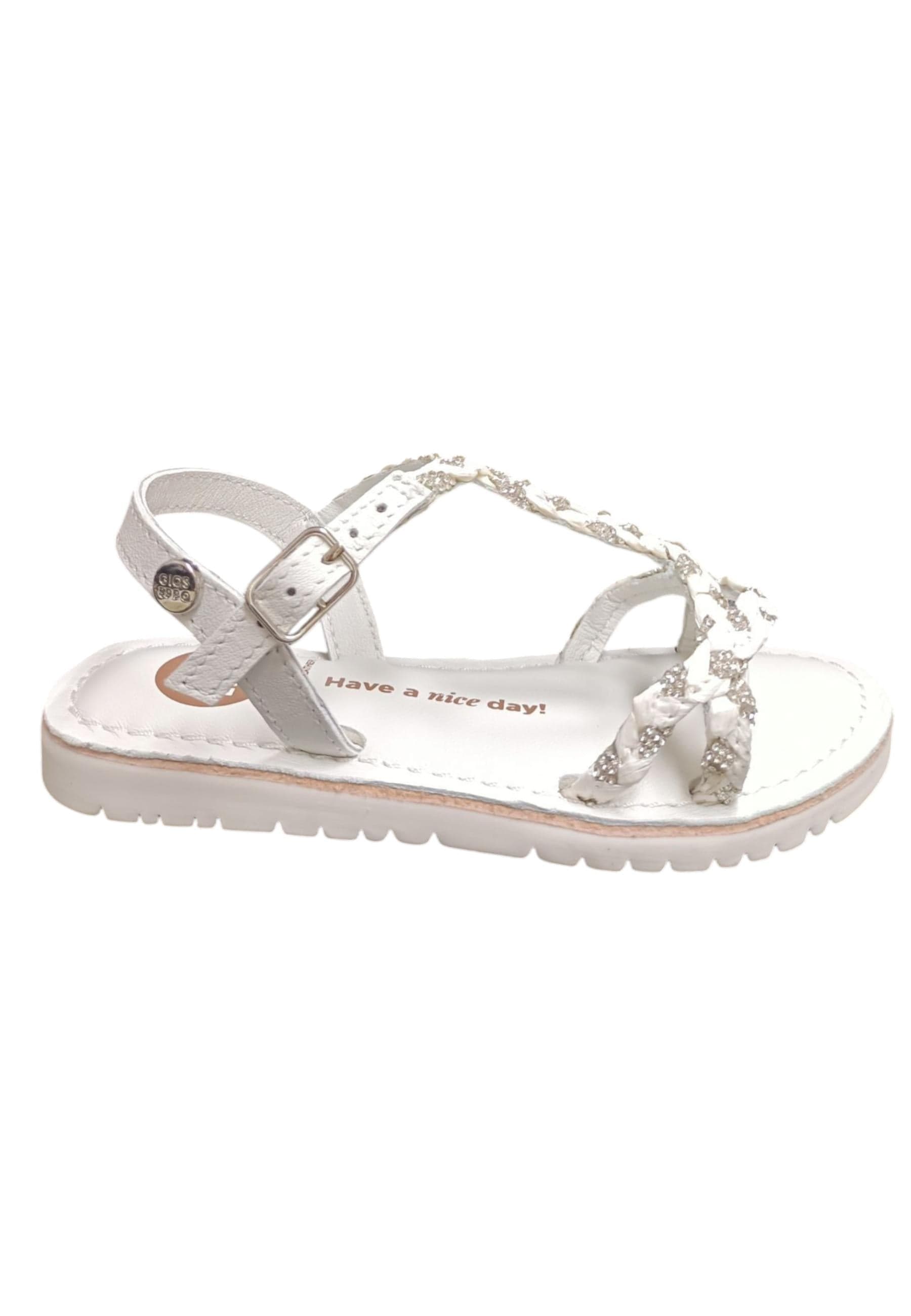 Sandalo bambina Gioseppo Wenham bianco pelle fibbia comfort elegance - 6
