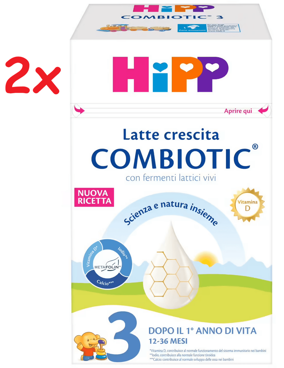 2x HiPP Bio Combiotic 3 Polvere - con fermenti lattici vivi - latte di proseguimento dopo il primo anno di vita - 2 Confezioni da 600gr ciascuna - 1200gr totale in Latte in polvere per bambini Sanitaria Gioia del Bimbo - Villa San Giovanni, commercioVirtuoso.it