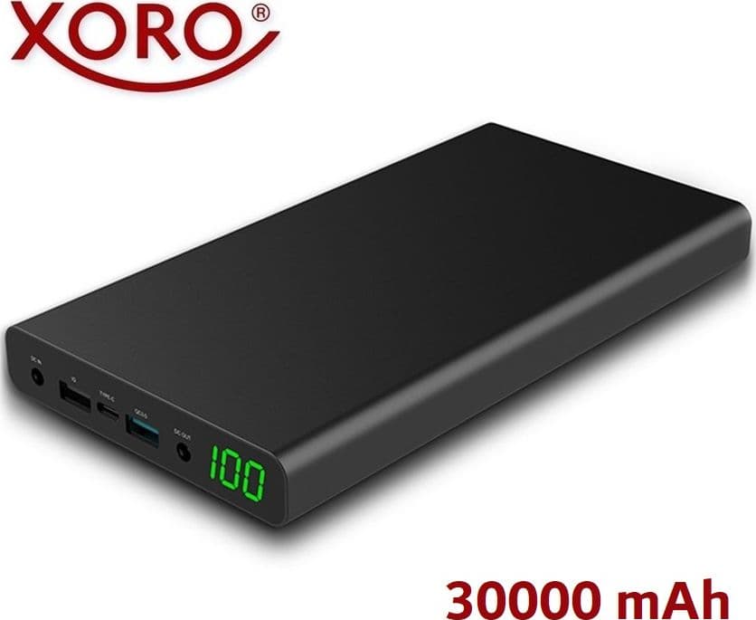 XORO MPB 3000 Power Bank da 30000 mAh con uscita USB QC3.0 USB Power IQ USB Type C e CC 12 V - 16 V - 19 V