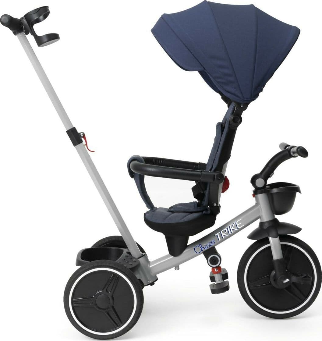 CHICCO Triciclo Evolutivo Bambini 4in1 segue la crescita del bambino - Telaio in Metallo - Ruote in Gomma EVA - Cintura a 4 Punti - Maniglione Telescopico e Cappottina Rimovibili - Passeggino con Seduta Reversibile - Cestino - colore BLU in Bici per bambini Sanitaria Gioia del Bimbo - Villa San Giovanni, commercioVirtuoso.it