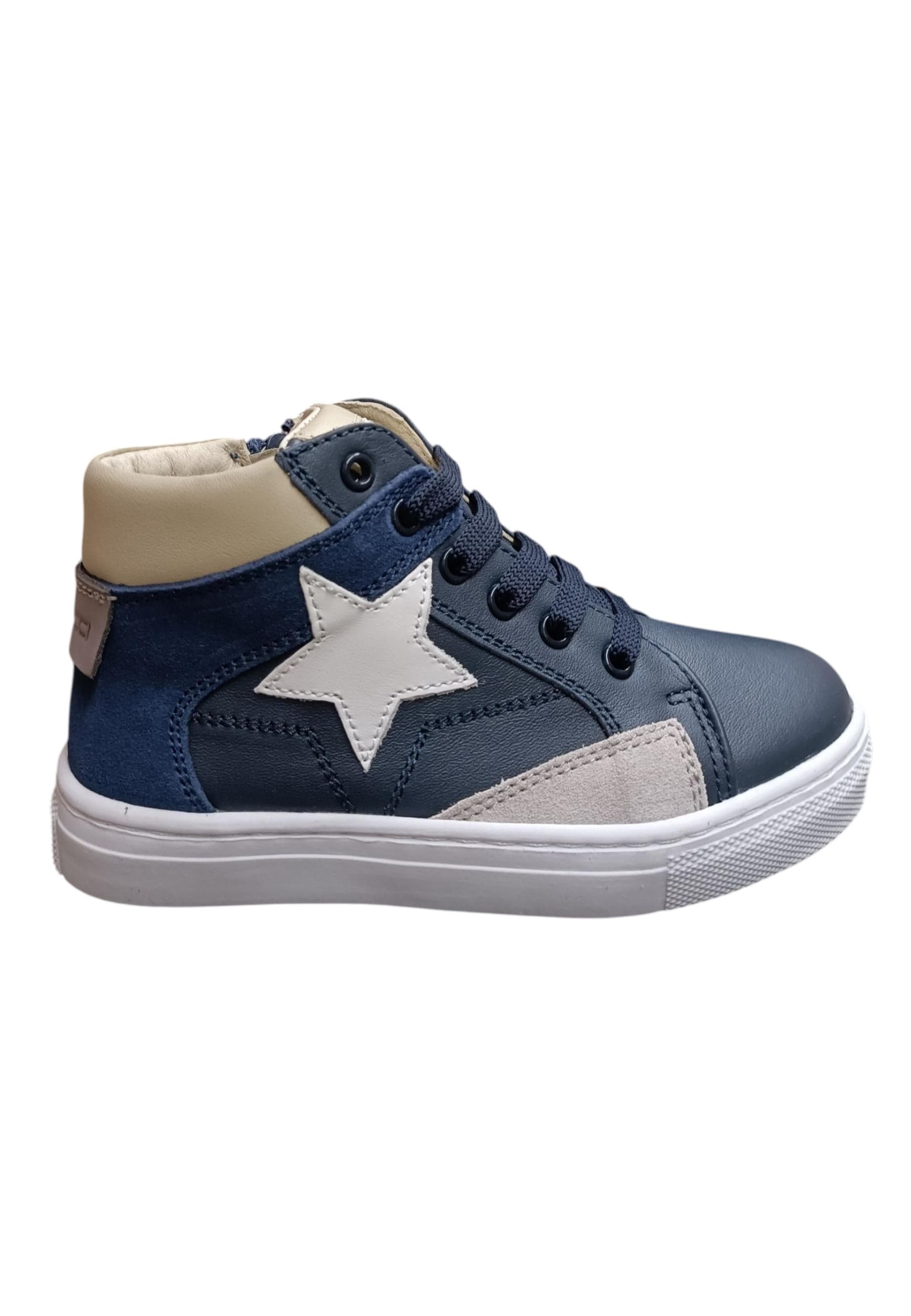 Sneakers bambino Balducci Butter blu bianco beige pelle - Stile dinamico con zip laterale - 6