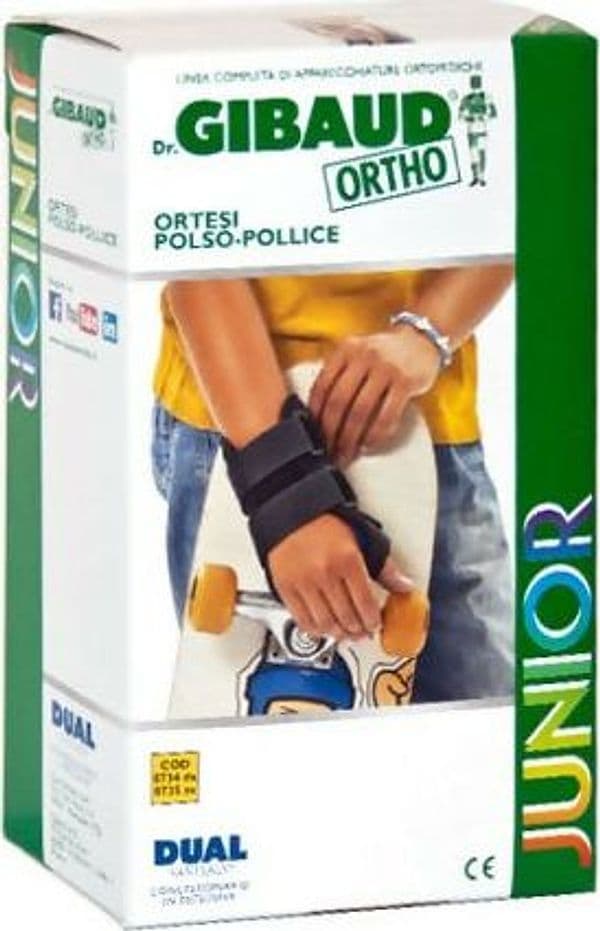 Ortesi polso-pollice sx junior Dr. Gibaud TG00 COD 0735. Immobilizzazione relativa del polso e del pollice.