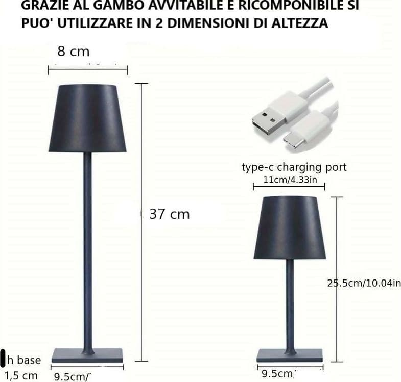 lampada da tavolo led ricaricabile a batteria touch dimmerabile bar hotel in Lampadari SF Design - Castellammare Di Stabia, commercioVirtuoso.it