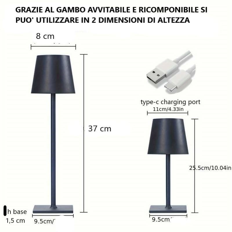 lampada da tavolo led ricaricabile a batteria touch dimmerabile bar hotel in Lampadari SF Design - Castellammare Di Stabia, commercioVirtuoso.it
