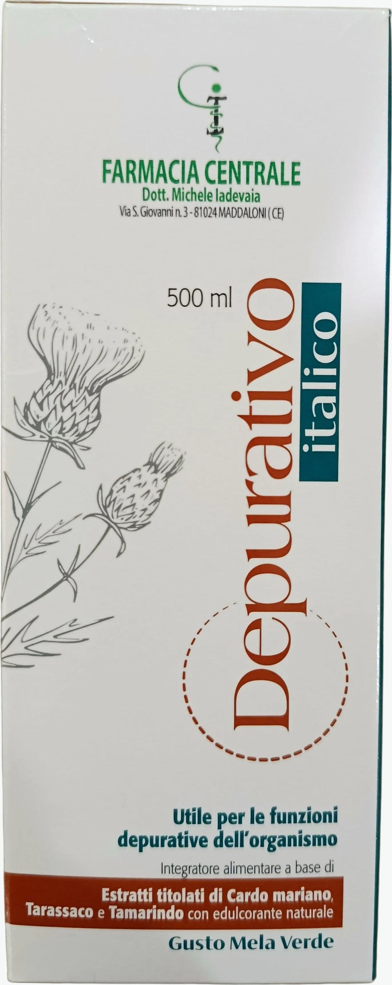 fpi depurativo italico farmacia centrale dr. Michele Iadevaia per le funzioni depurative dell'organismo con estratti titolati di cardio mariano tarassaco tamarindo edulcorato con stevia 500 ml
