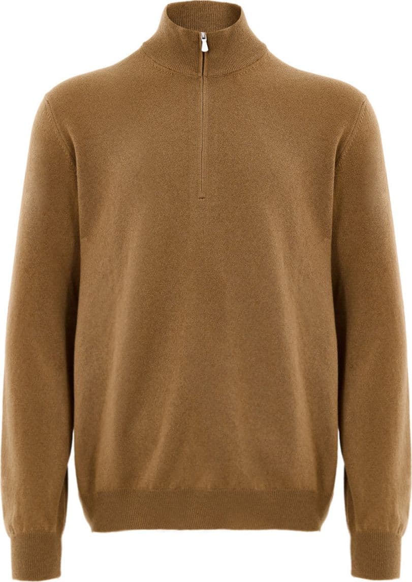 Gran Sasso Maglione Lupetto con Mezza Zip in Lana Marrone