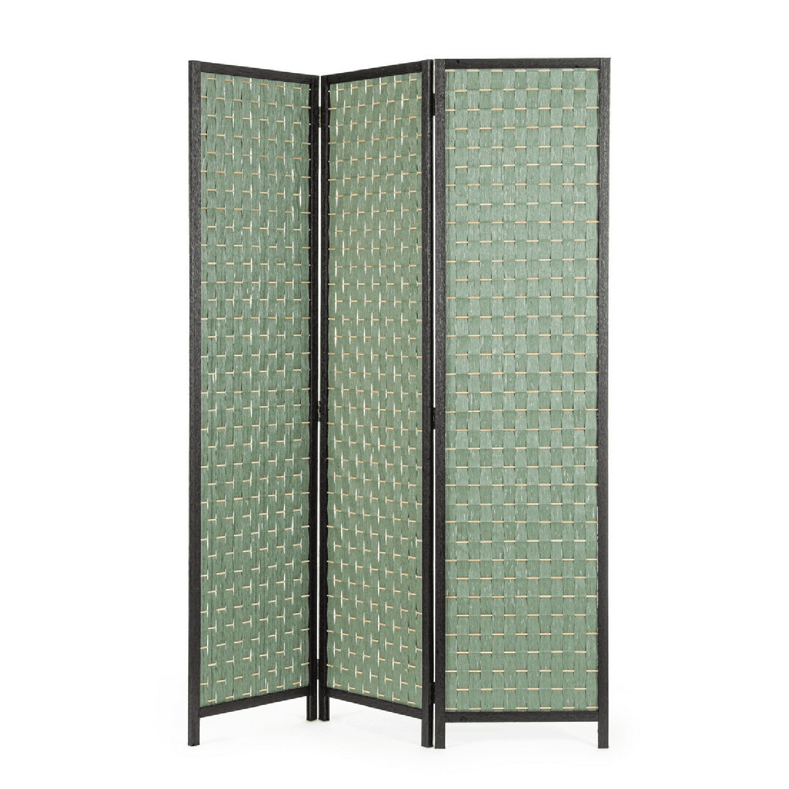 Paravento dheva naturale e verde in bamboo, carta, legno di pioppo, 135 x 180 cm - 4