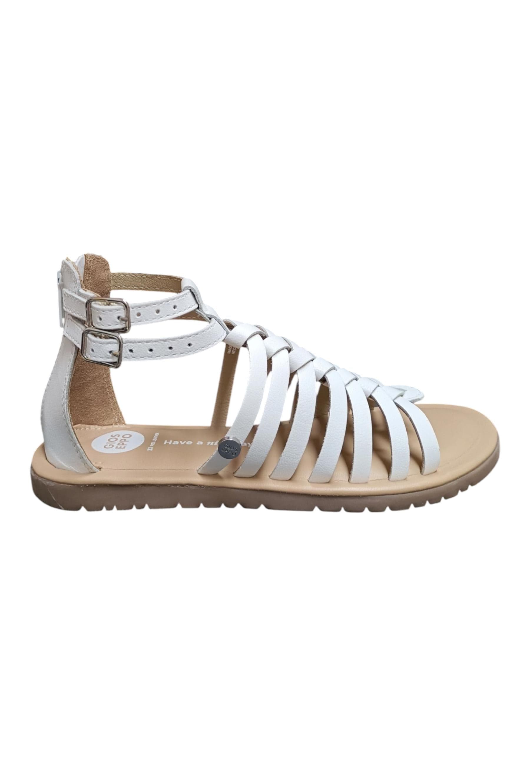 Sandalo bambina Gioseppo Onalaska bianco pelle fibbia comfort elegance - 6