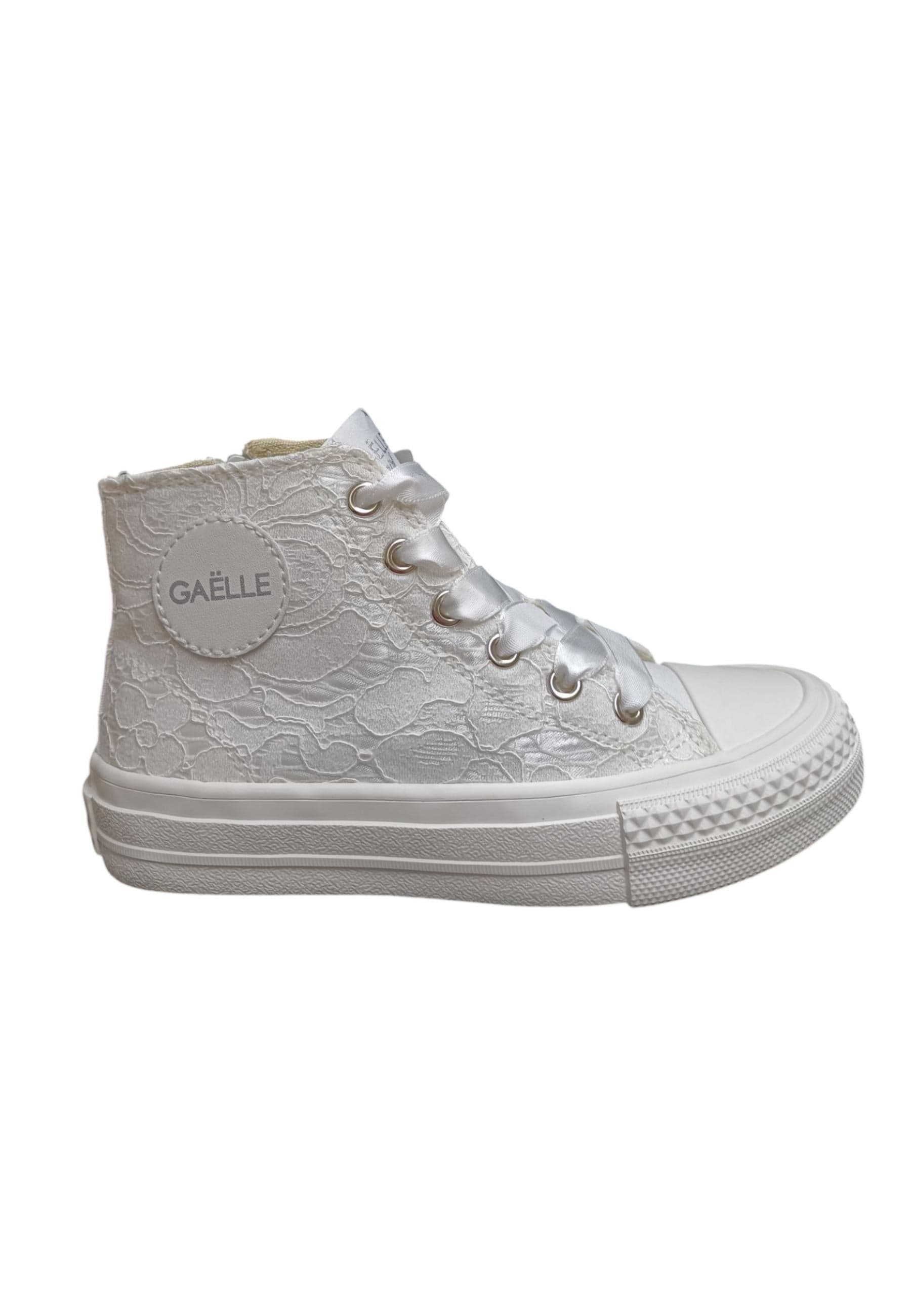 Scarpe sneakers Bambine e ragazze gaelle sissy  bianco laccio e zip laterale - 6