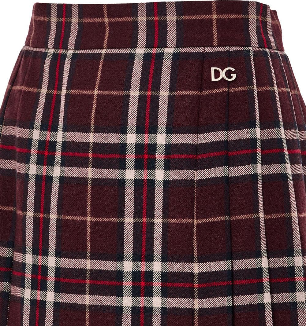 Dolce &amp; Gabbana Gonna Scozzese Bordeaux con Pieghe da donna in Gonne Drestige - Casamassima, commercioVirtuoso.it