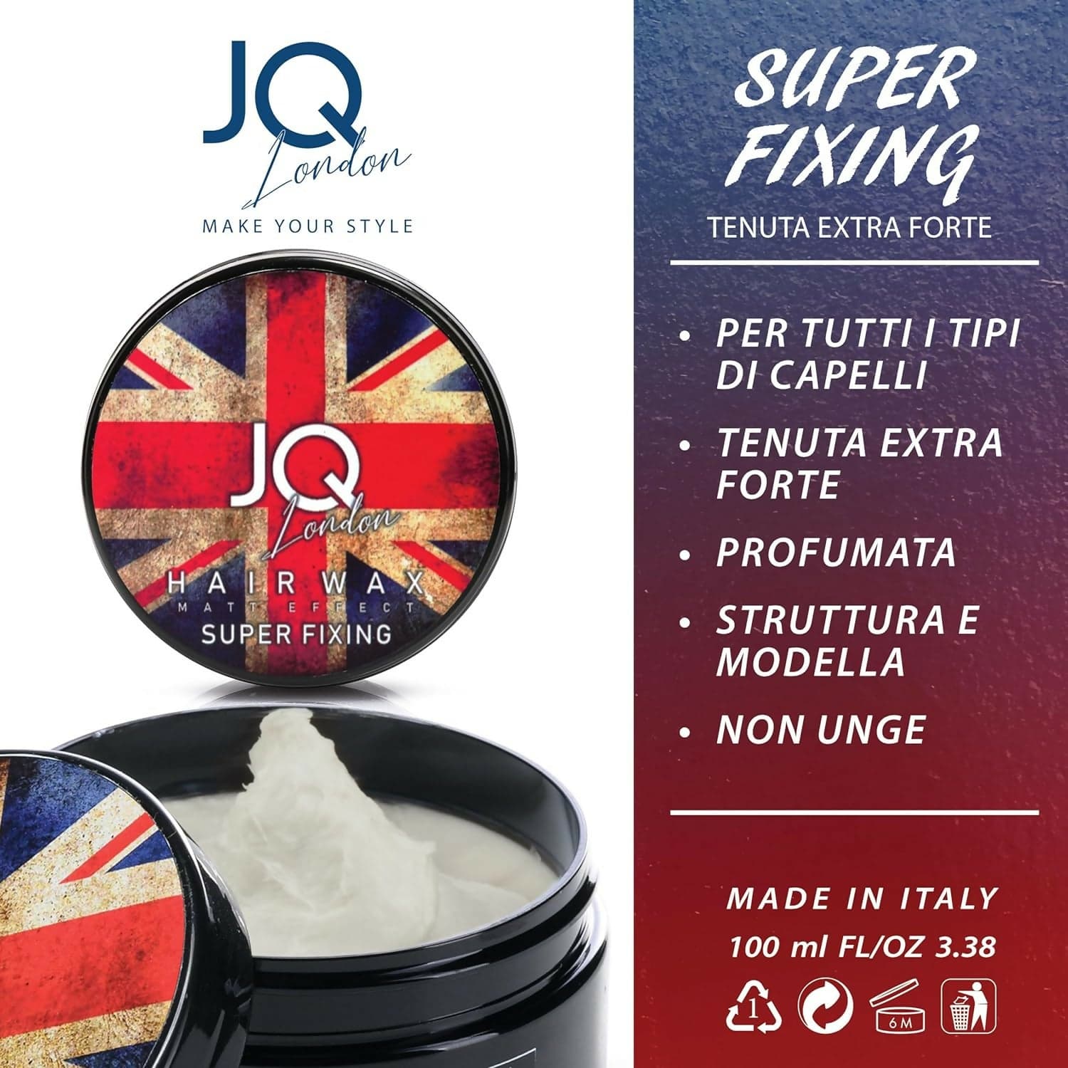 Cera Capelli Uomo Professionale JoyQube Super Fixing – Cera Modellante Tenuta Forte Effetto Naturale Profumata, Styling Capelli Uomo e Donna Non Grassa, Look Definito Lunga Durata Made in Italy in Paste argille e cere Ricci Perfetti - Partinico, commercioVirtuoso.it