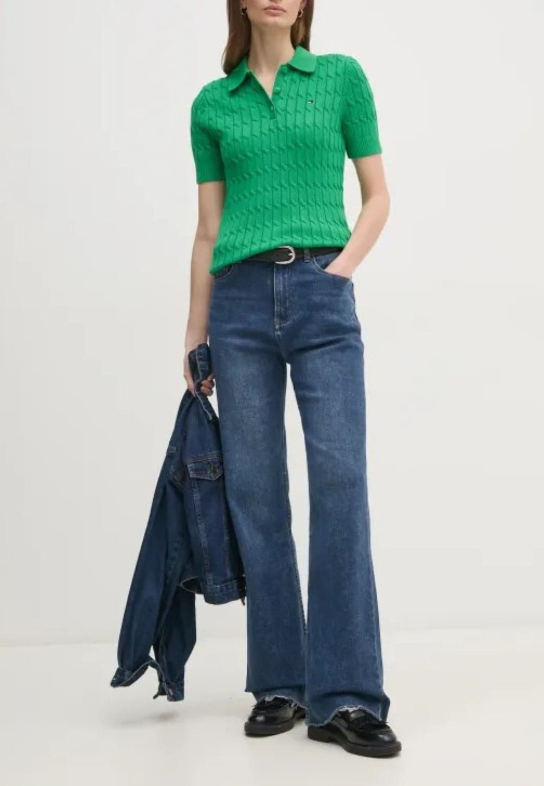 Tommy Hilfiger POLO CO CABLE MID GG SS POLO SWT da donna in Polo Drestige - Casamassima, commercioVirtuoso.it