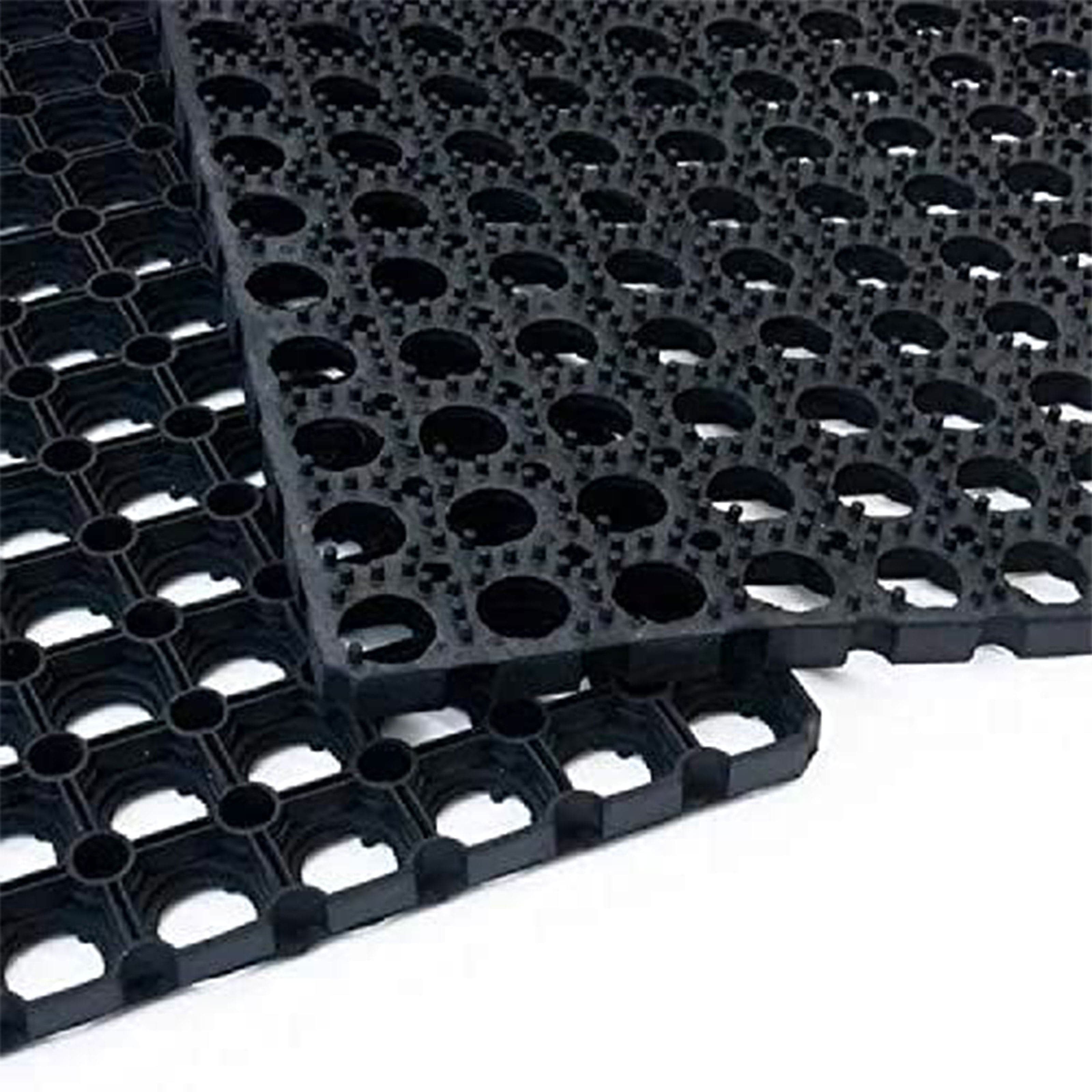 Zerbino Multiuso in Gomma - Antiscivolo, Resistente e Drenante 40X80cm Nero Forato Eternal Parquet