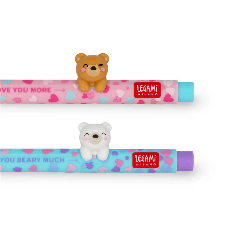 Legami milano set di 2 penne gel – beary in love – san valentino 2025 – limited edition
