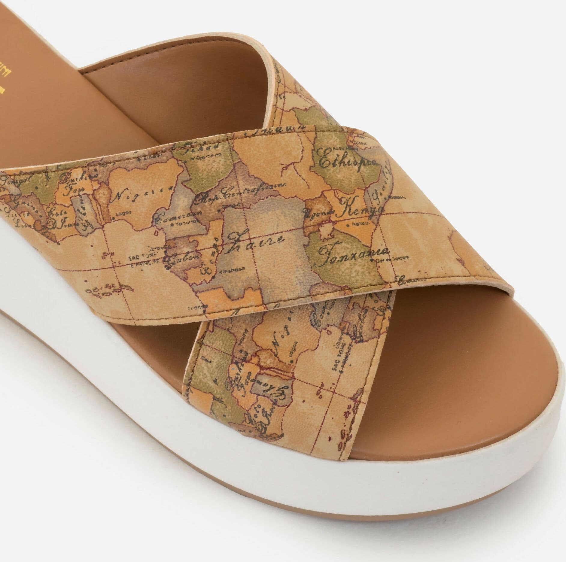 Alviero Martini Donna Sandali zeppa incrociati in eco nappa Geo Classic in Ciabatte moda Cantali Calzature - Randazzo, commercioVirtuoso.it