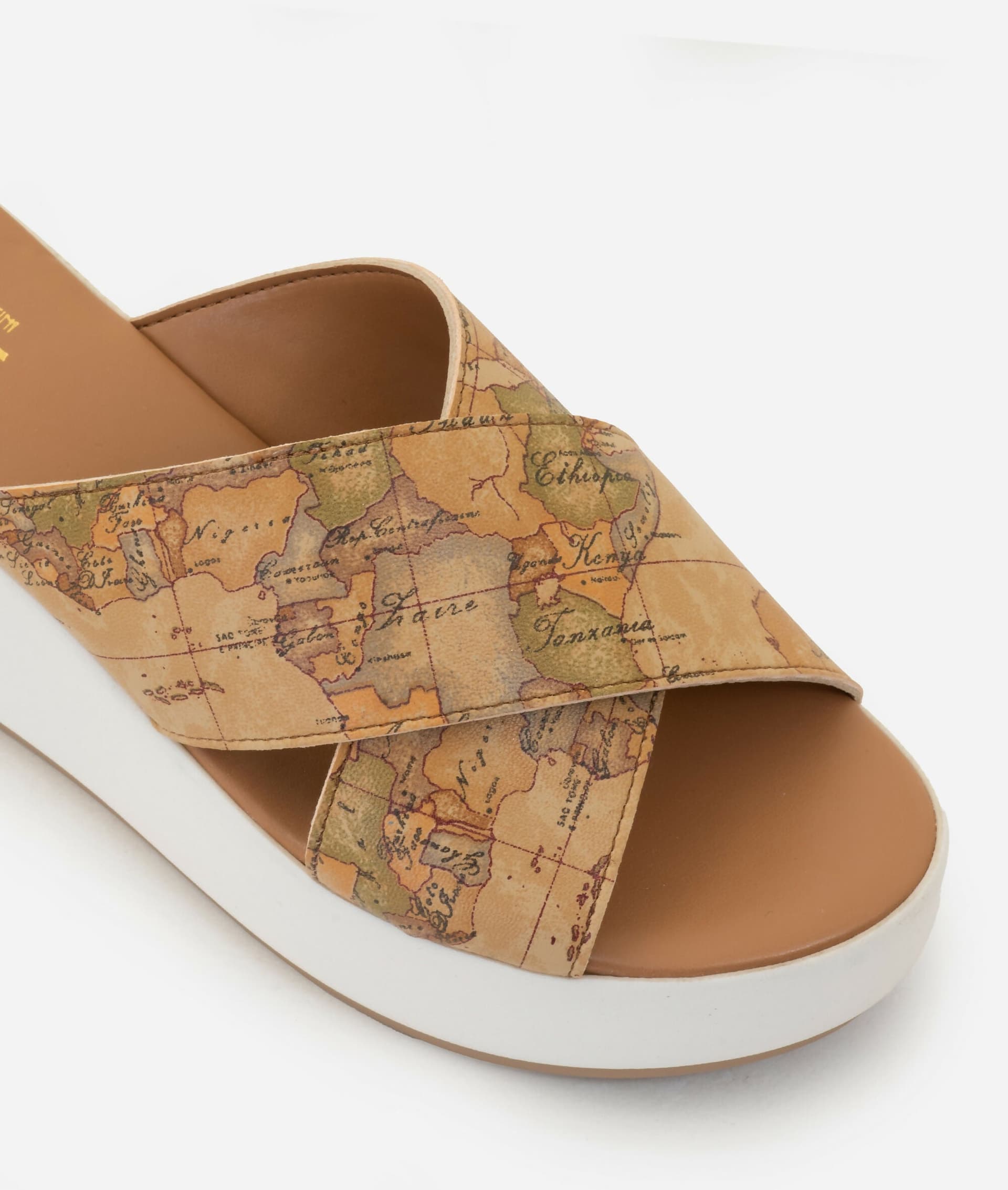 Alviero Martini Donna Sandali zeppa incrociati in eco nappa Geo Classic in Ciabatte moda Cantali Calzature - Randazzo, commercioVirtuoso.it