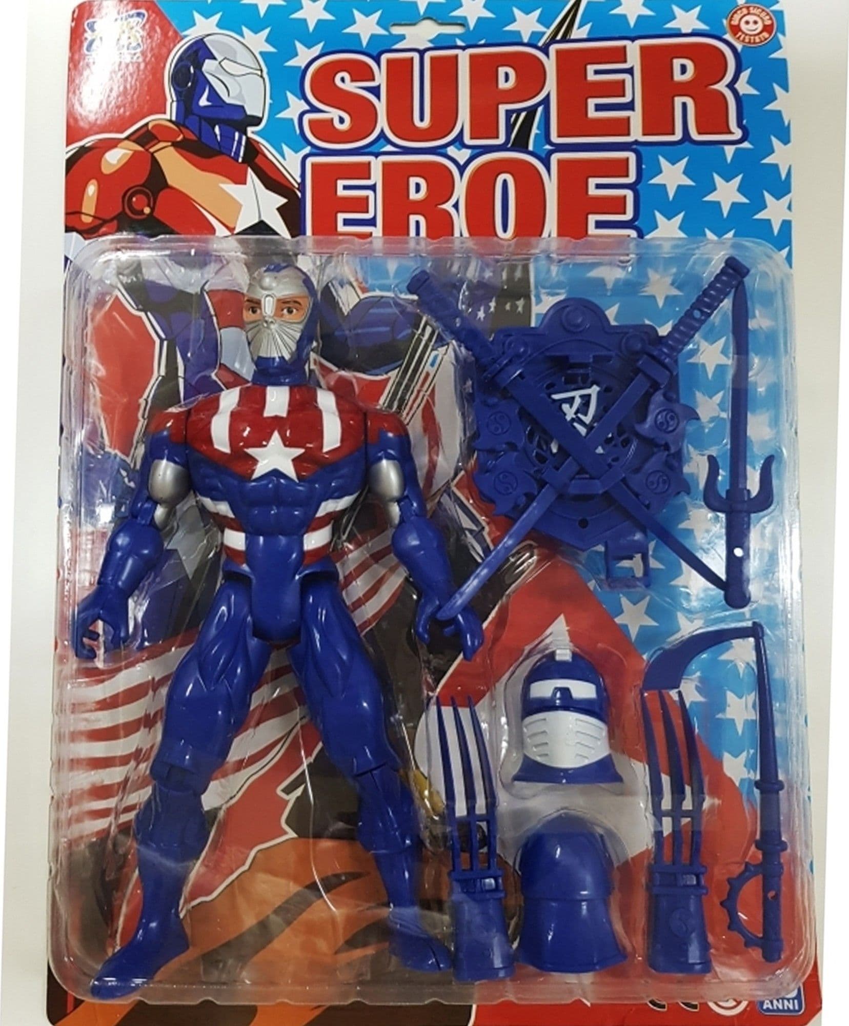 SUPER EROE GUERRIERO COMBATTIMENTO GARA BANDIERA AMERICA BAMBINI GIOCATTOLO