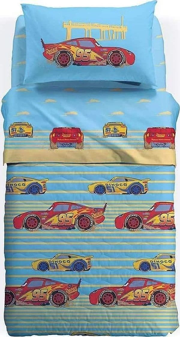 CALEFFI TRAPUNTINO COPRILETTO TRAPUNTATO 1 PIAZZA CARS BEACH DISNEY COTONE