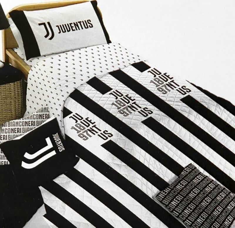 JUVENTUS HERMET TRAPUNTINO COPRILETTO Trapuntato 1 Piazza STRISCE BIANCO E NERO COTONE