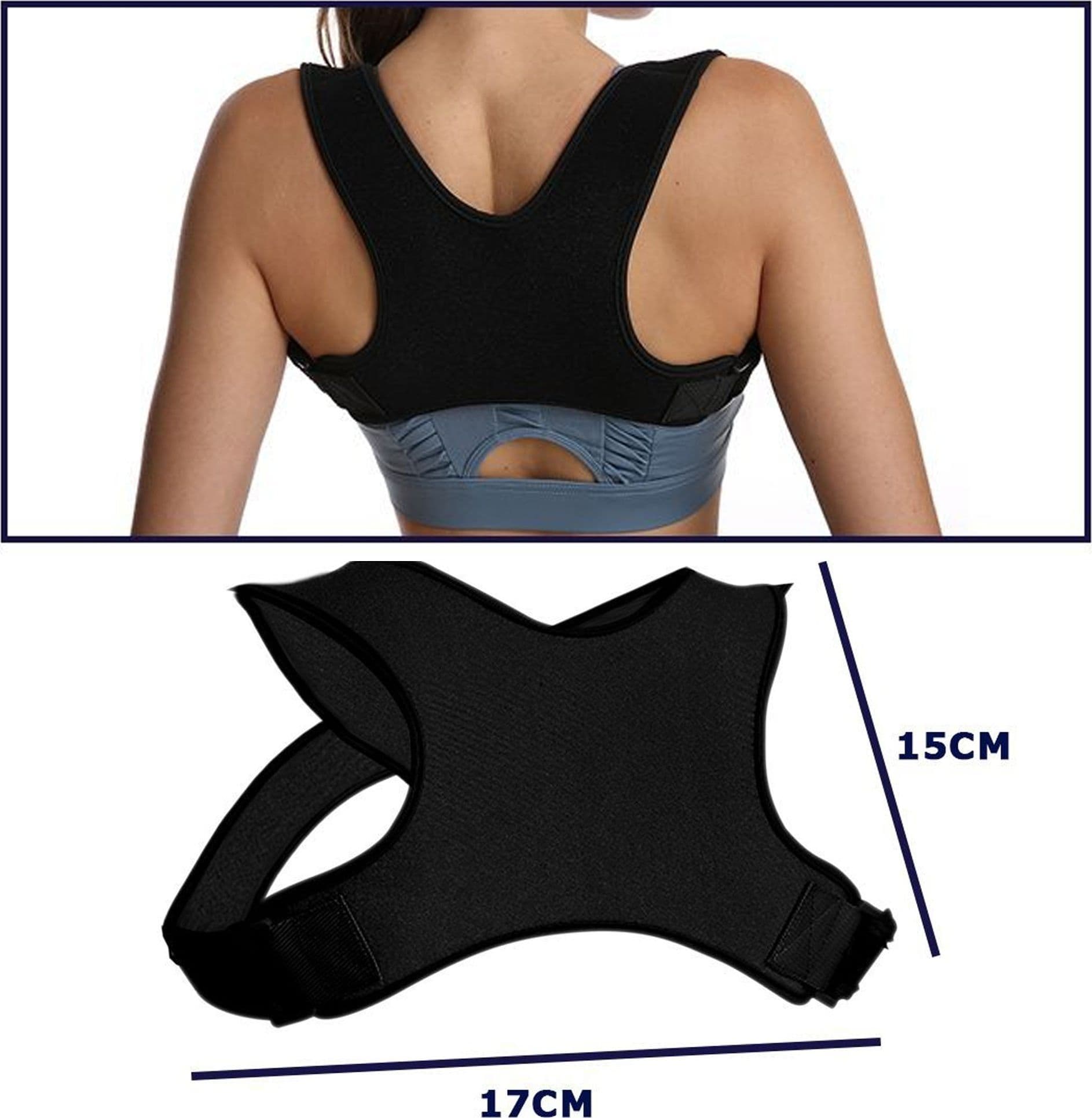 FASCIA TOP PER DONNA POSTURALE SCHIENA SUPPORTO REGOLABILE TUTORE LOMBARE NERO