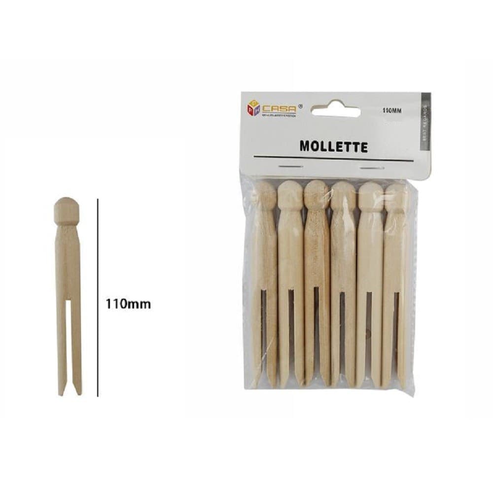 SET 18 PZ MOLLETTE PINZE BUCATO PANNI IN LEGNO BRICOLAGE HOBBYSTICA 110MM 53895A