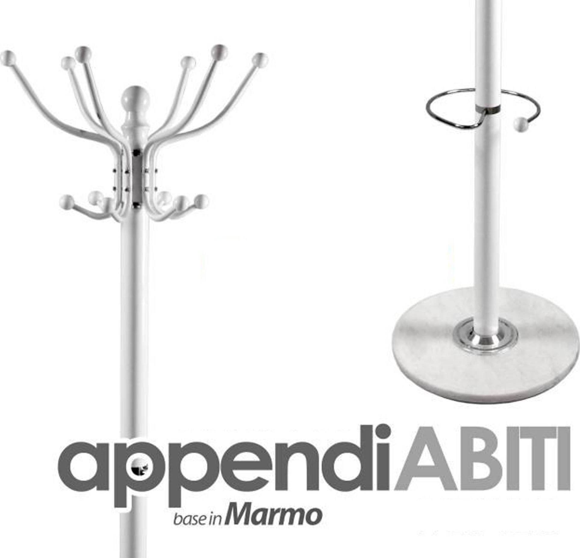 ATTACCAPANNI APPENDIABITI PIANTANA IN METALLO 12 GANCI CON PORTAOMBRELLI BIANCO