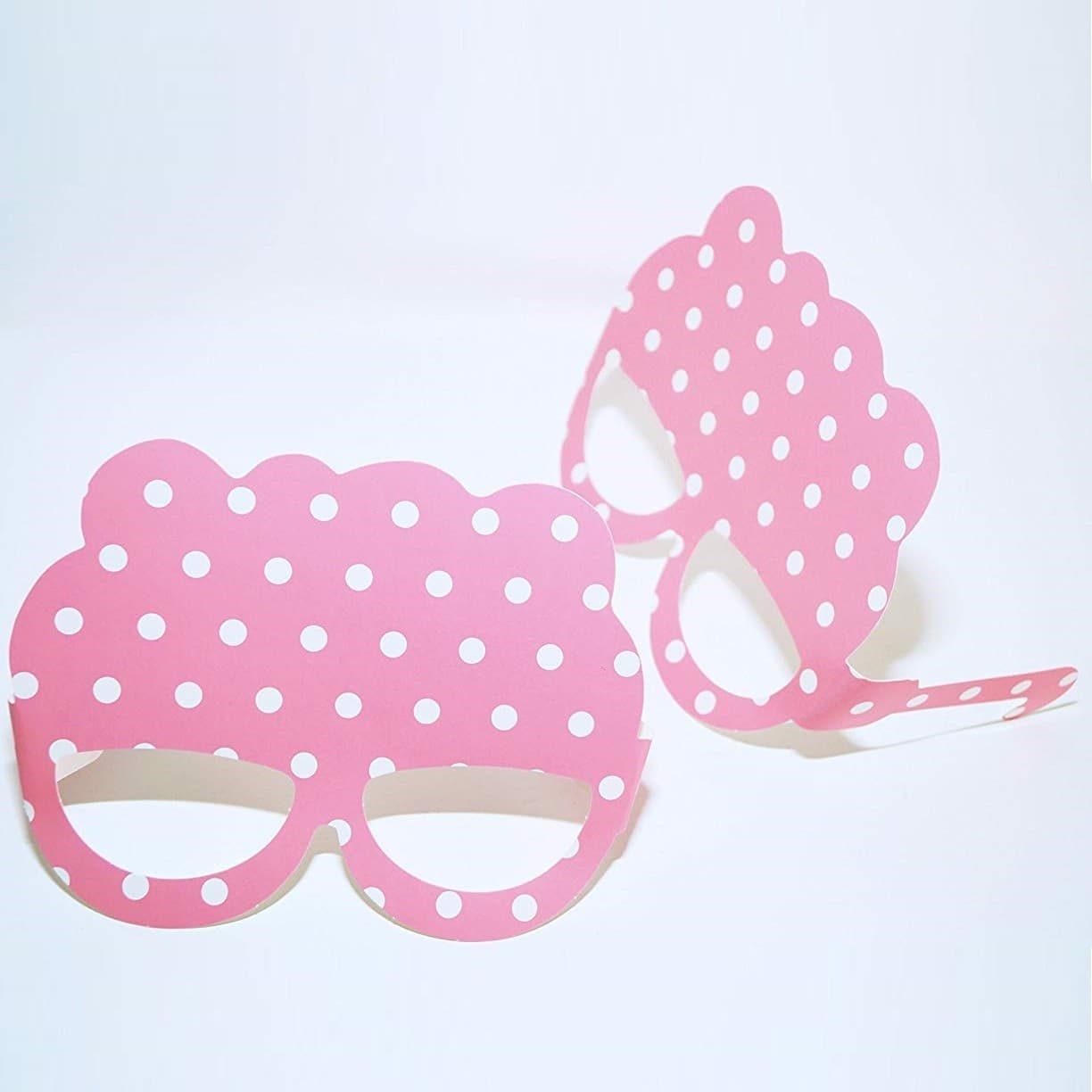 SET 18 PEZZI OCCHIALI ROSA POIS OCCHIALINI SAGOMATI IN CARTA DECORAZIONI FESTA