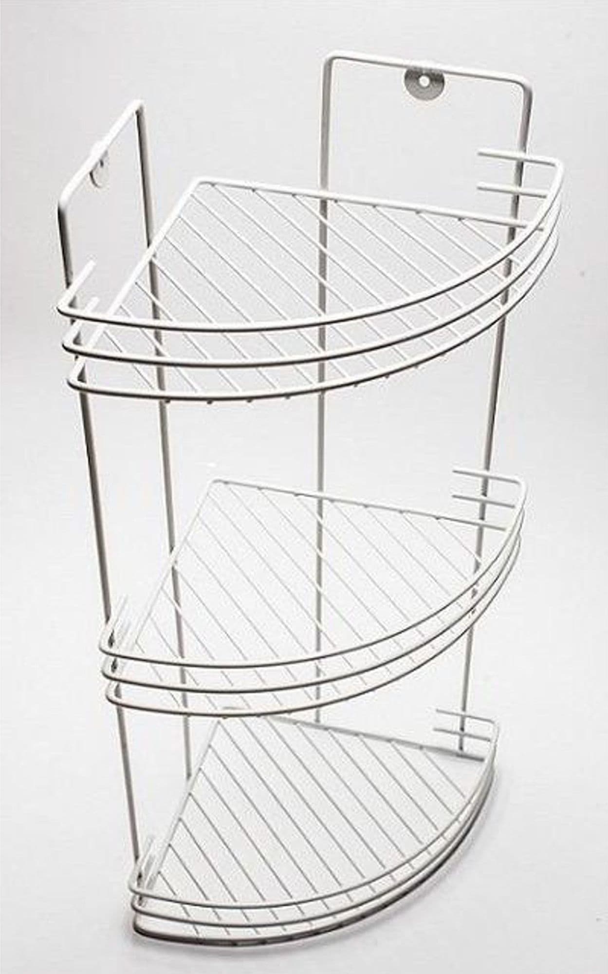 MENSOLA DA BAGNO ANGOLARE A 3 LIVELLI RIPIANI METALLO BIANCA 59X22X22CM