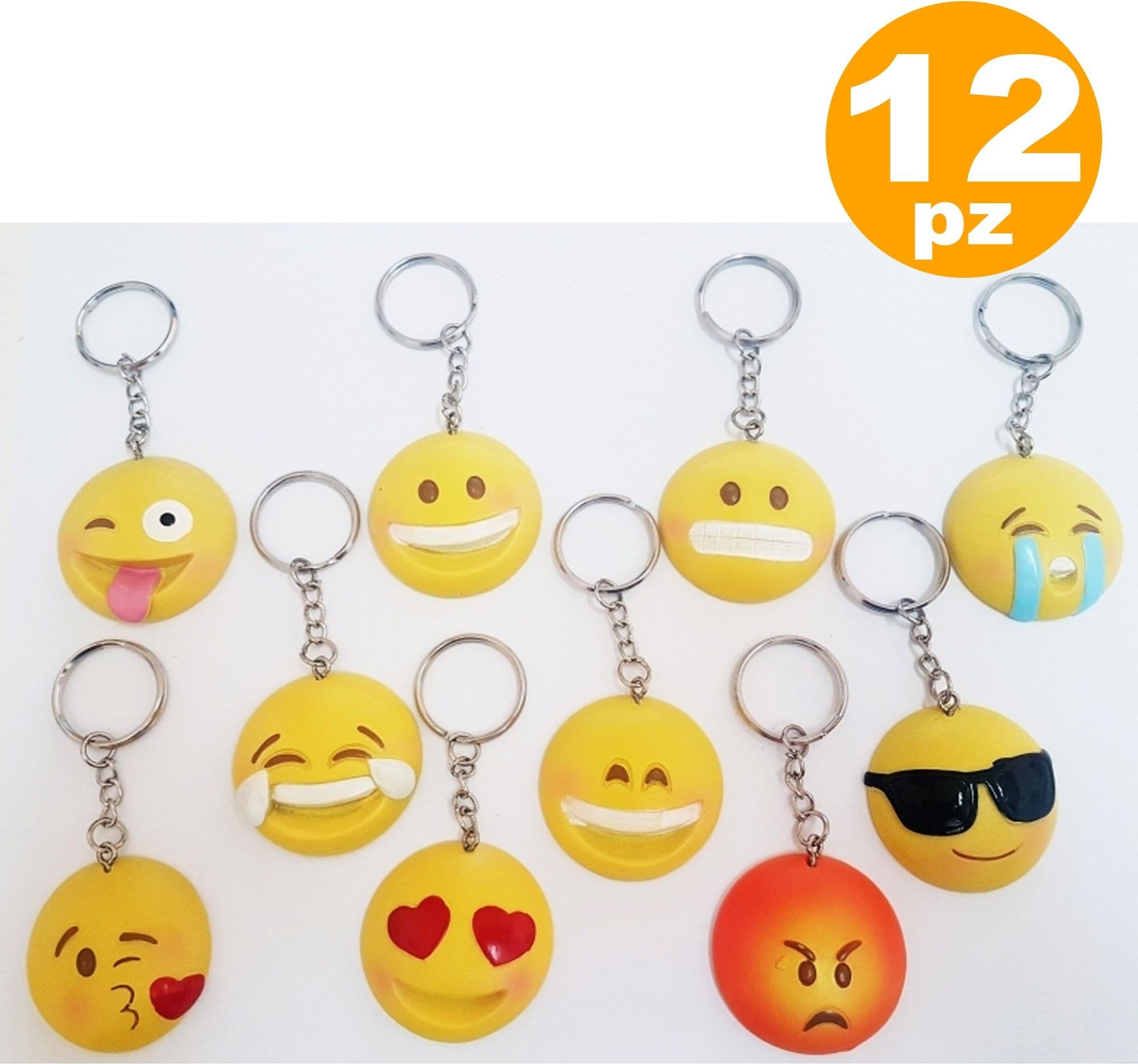 12 PZ BOMBONIERA FACCINE EMOKI EMOTICON CERAMICA PORTACHIAVI COMPLEANNO 18 ANNI