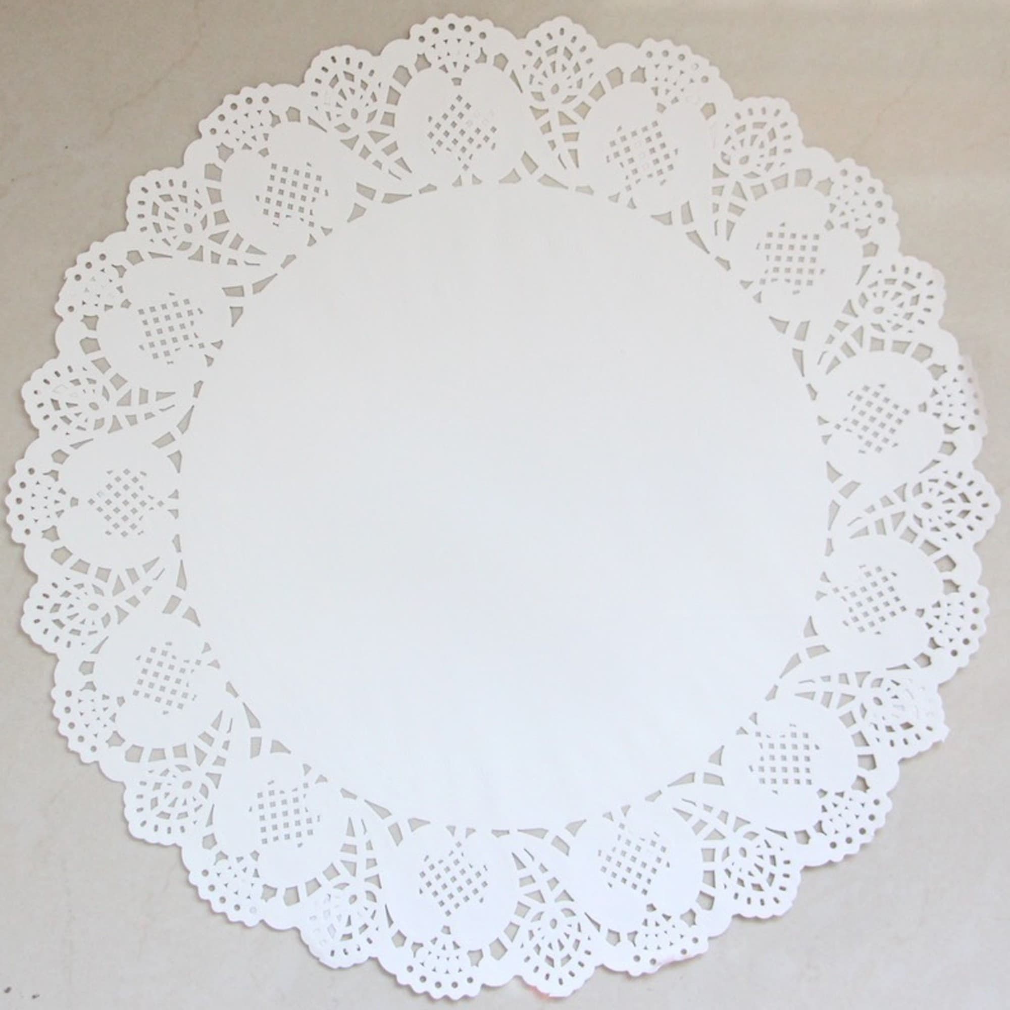 12 PZ CENTRINO IN CARTA 32 CM SOTTO TORTA BIANCO PIZZO NOZZE FESTA MATRIMONIO