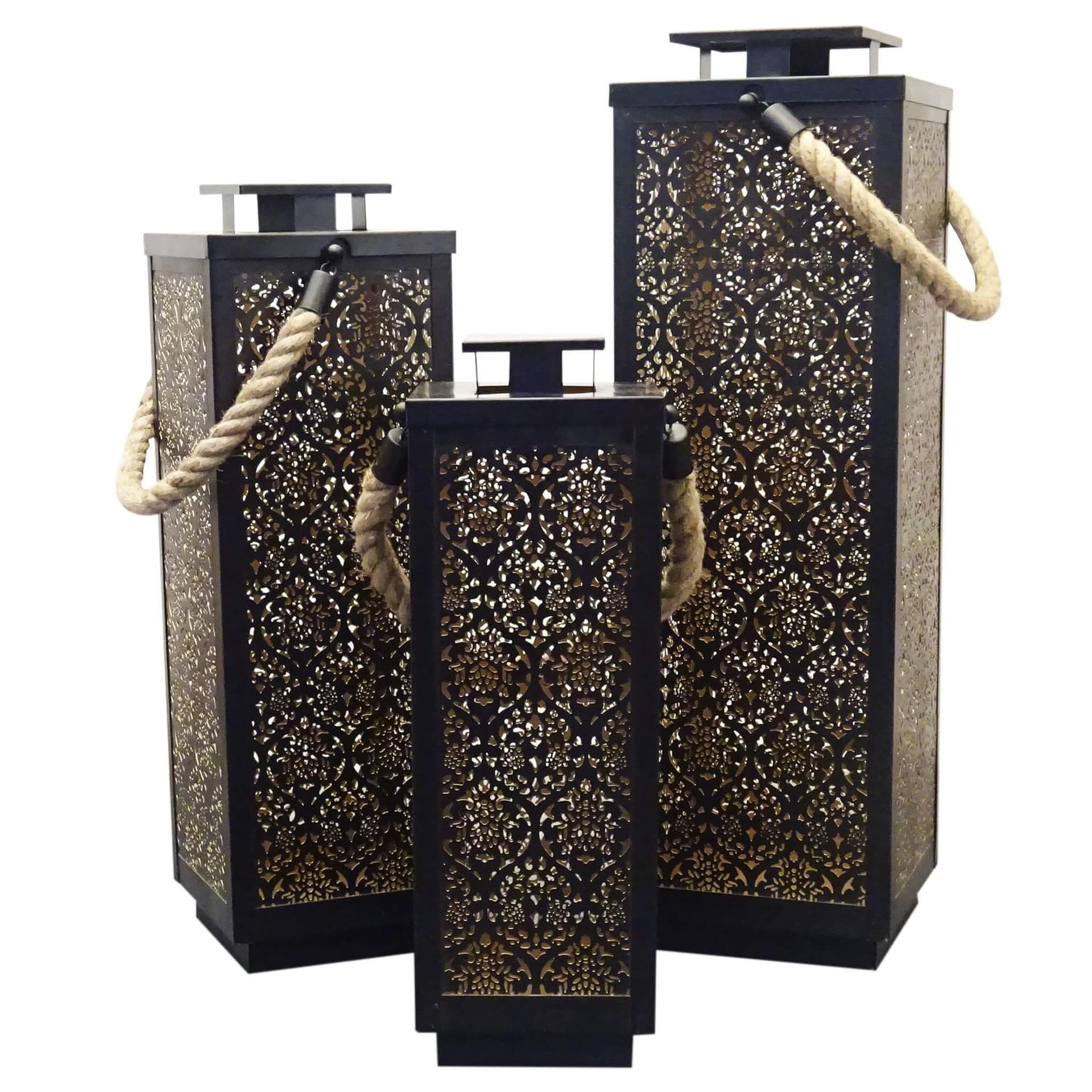 Kit Lanterne Decorative "coline" Portacandela in Metallo Con Decoro Interno Oro H 69 Cm Illuminazione/Illuminazione per esterni/Lanterne Decor Space - Altamura, Commerciovirtuoso.it
