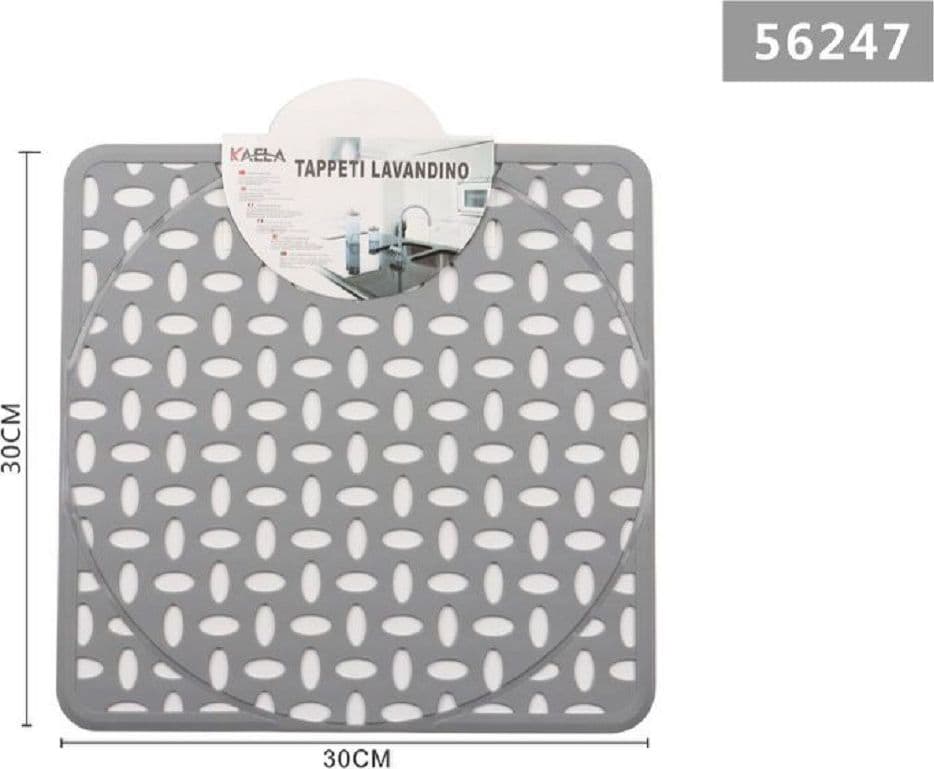 TAPPETO TAPPETINO LAVELLO LAVANDINO QUADRATO CUCINA 30X30CM GRIGIO CHIARO 56247