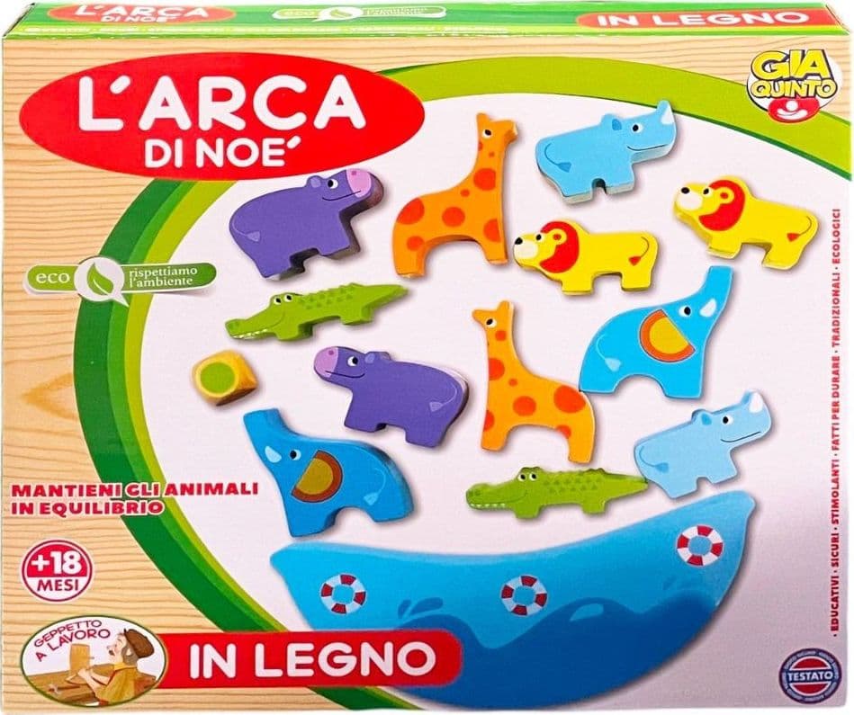 GIOCO ARCA DI NOÈ IN LEGNO ANIMALI GIOCO PER BAMBINI EDUCATIVO ABILITÀ ETÀ 18+