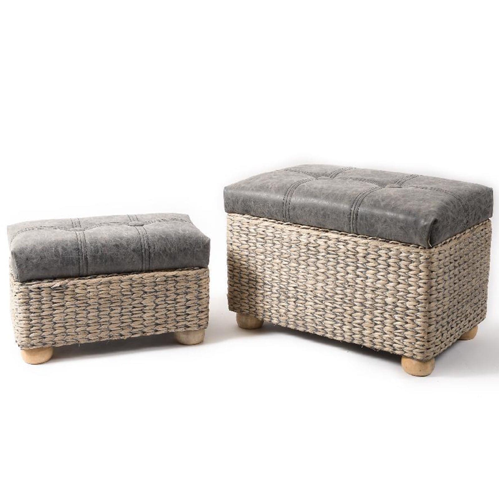 Set 2 Pouf contenitori rettangolari con seduta in ecopelle arredamento moderno in Ottomane e poggiapiedi Decor Space - Altamura, commercioVirtuoso.it
